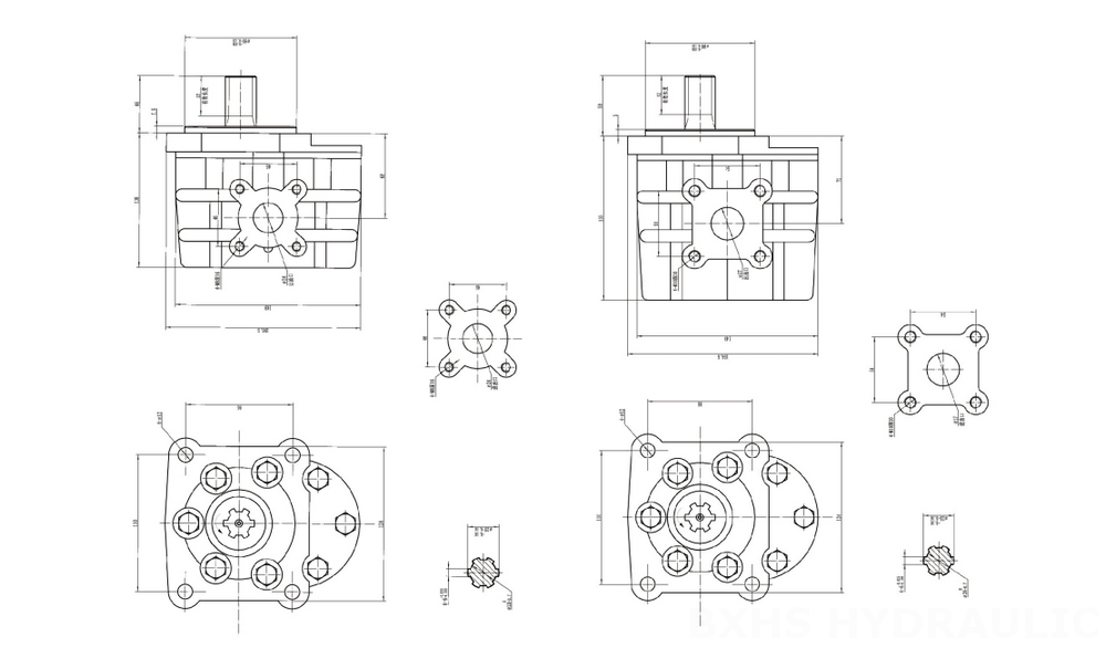NSH-10 10 cc/rev Hydraulic Gear Pump drawing image