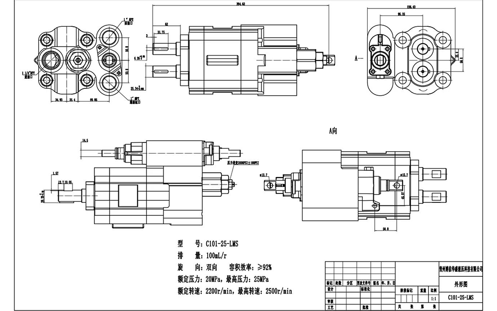 C102 112 cc/rev Hydraulic Gear Pump drawing image