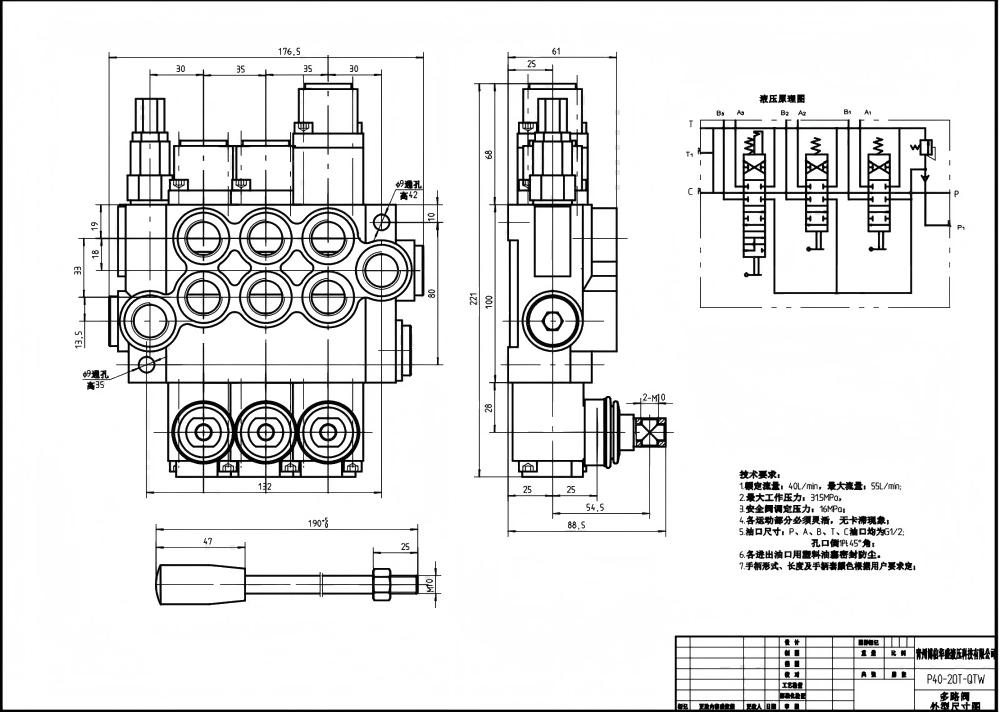 Bespoke Hydraulic Solutions: P40-G12-G38-2OT-QTW Valves for Unique Applications drawing image