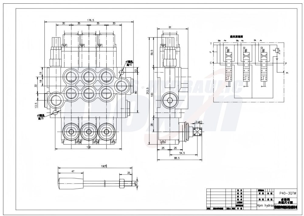 Find Manual 3 Spool Monoblock Directional Valve: Wholesale & OEM drawing image
