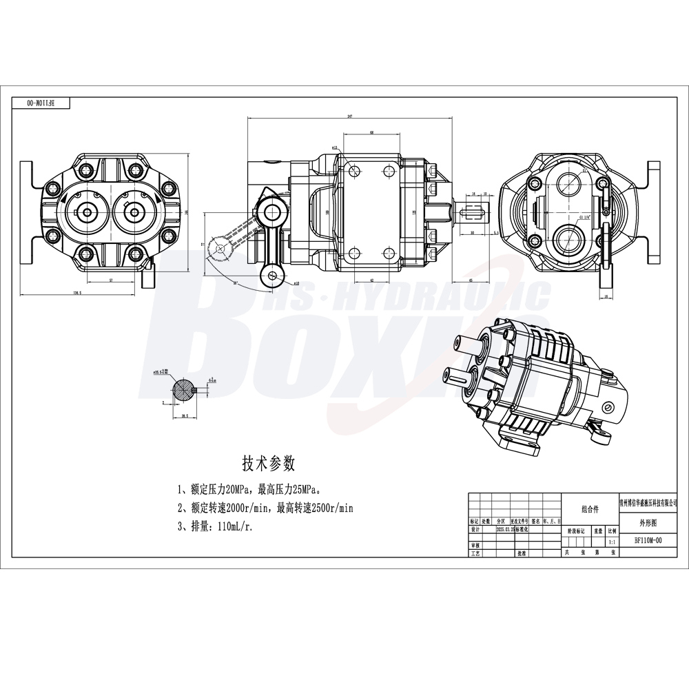BF110M Hydraulic Gear Pump: OEM, ODM, Private Label, and Custom Solutions Available drawing image