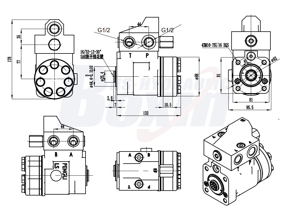 101S-5T-100-PV80 Hydraulic Steering Unit: Distributors & Wholesalers Wanted drawing image