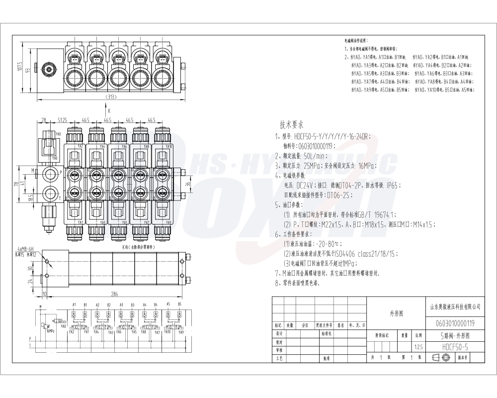 Customized Hydraulic Solutions: Bespoke HDCF50 Solenoid Control Valves drawing image