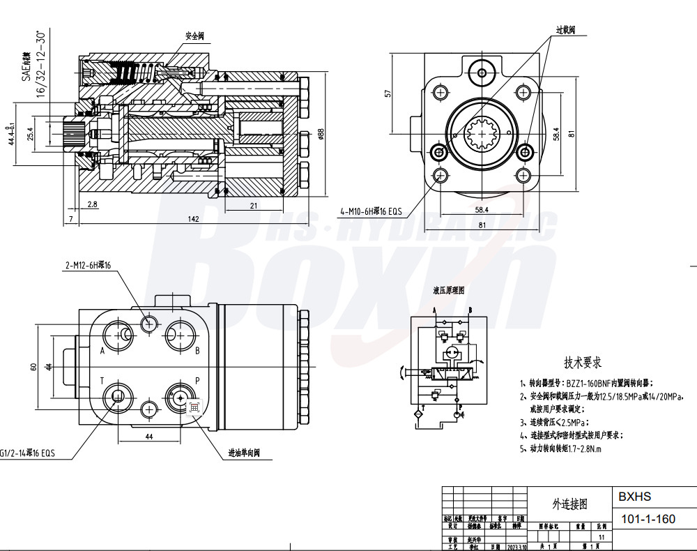 101-1-160 160 ml/r 16 L/min Streering Unit drawing image