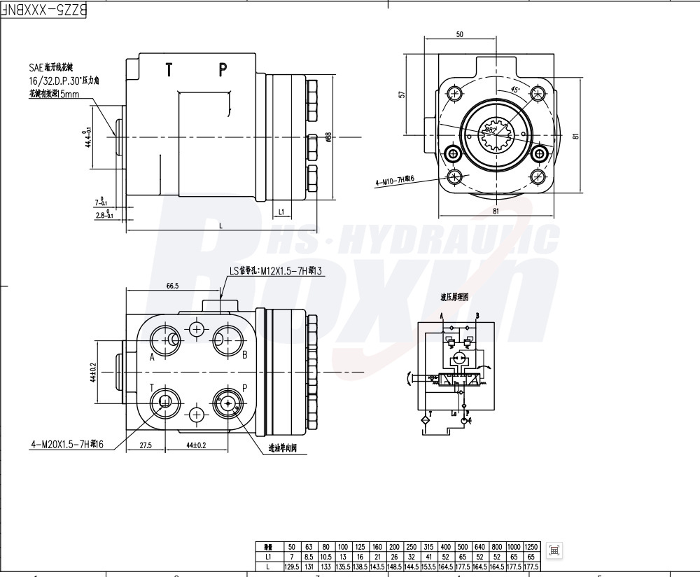 TLF-E800 800 ml/r 60 L/min Streering Unit drawing image
