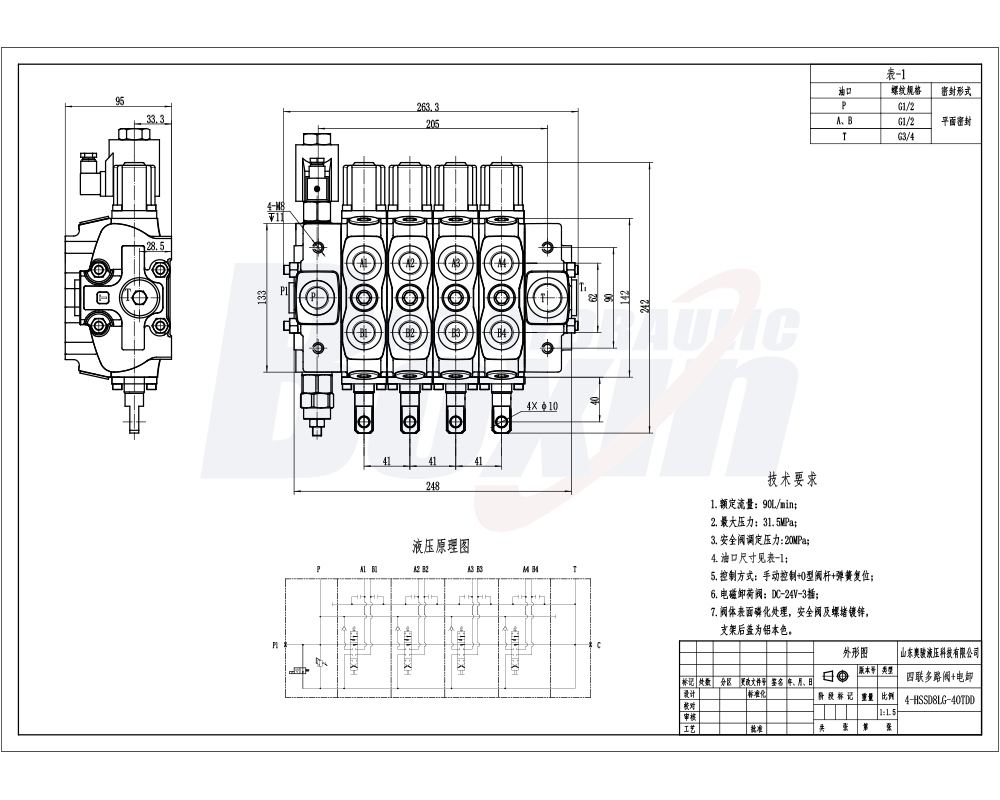 SD8-Electric unloading valve Manual 4 Spool Sectional Directional Valve: Factory Direct Supply drawing image