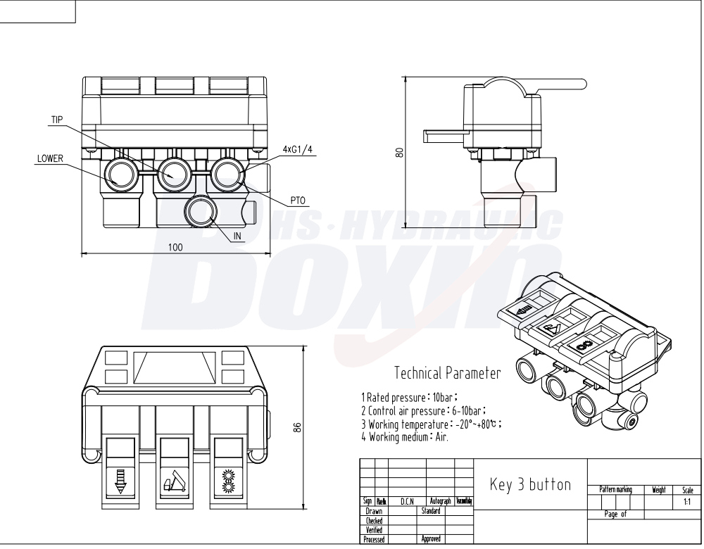 Durable Pneumatic 1 Spool Hydraulic Control Valves | Manufacturer & Distributor drawing image