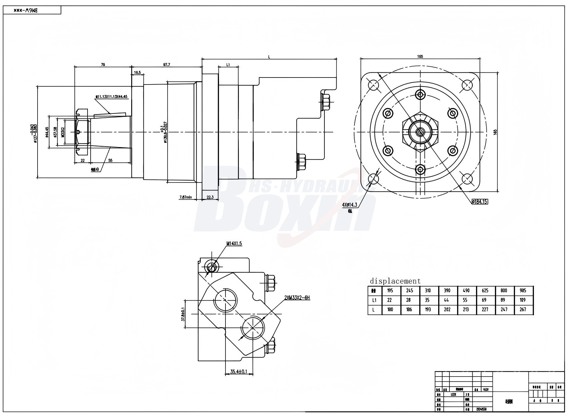 BM6W_Cycloid Hydraulic Motor 310 cc/r 150 Lpm Hydraulic Motor drawing image