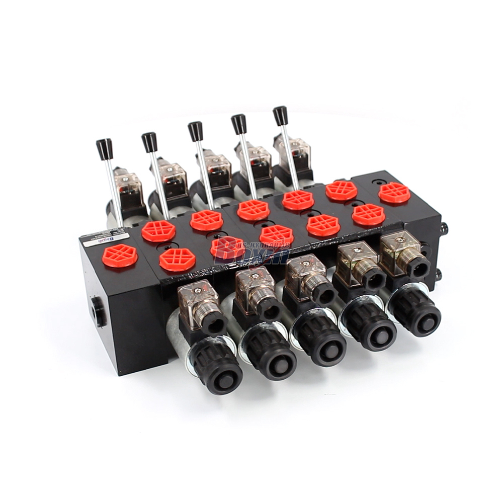 DCV58 Solenoid and Manual 5 Spool Sectional Directional Valve image