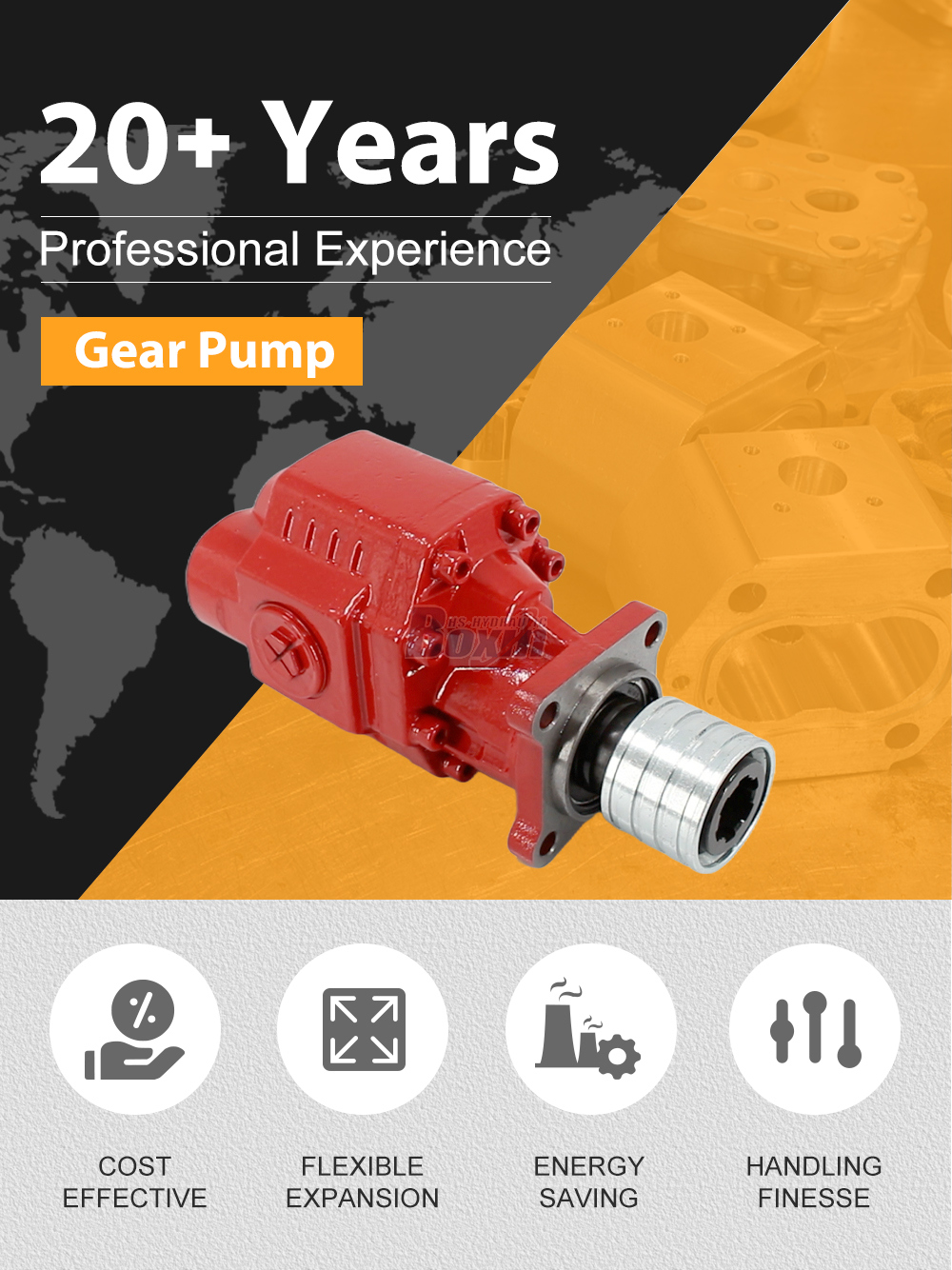 CBHW2080KH 80 cc/rev 25 MPa (3625 psi) Hydraulic Gear Pump detailed image