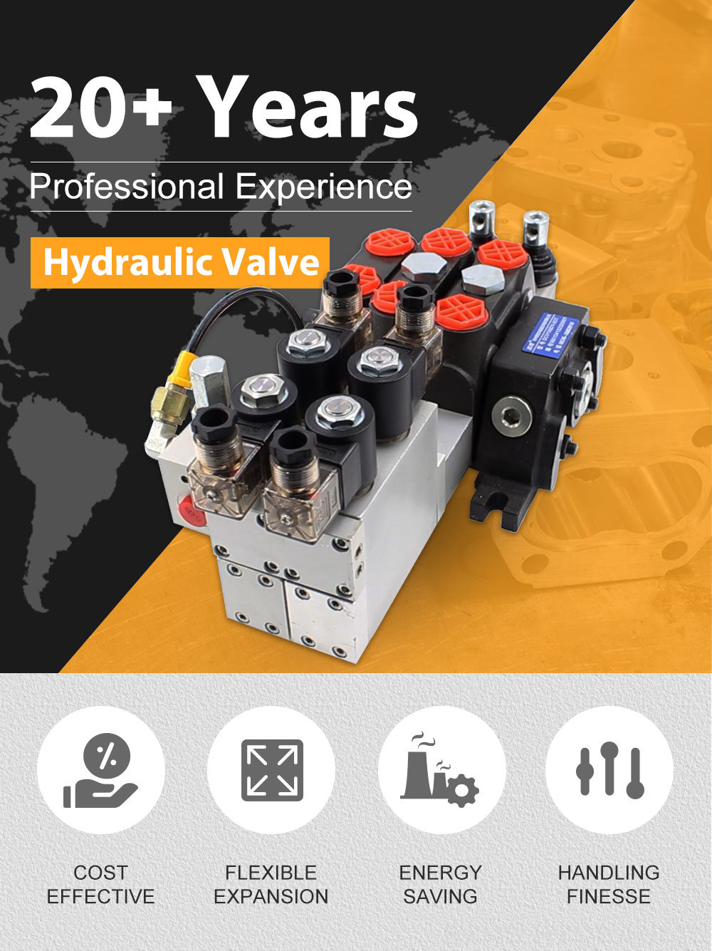 DCV100 Electro-hydraulic 2 Spool Sectional Directional Valve detailed image
