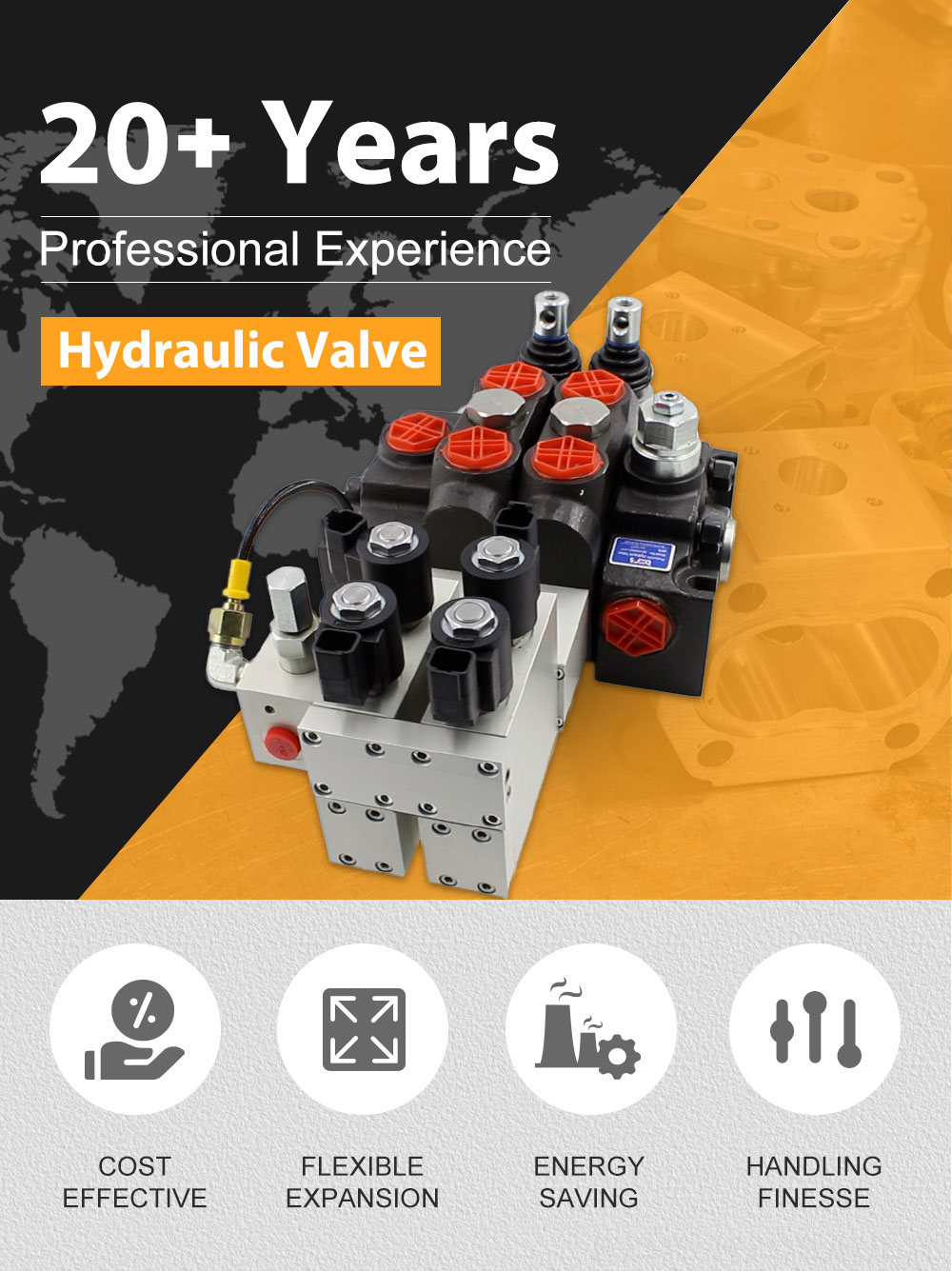 DCV200 Electro-hydraulic 2 Spool Sectional Directional Valve detailed image