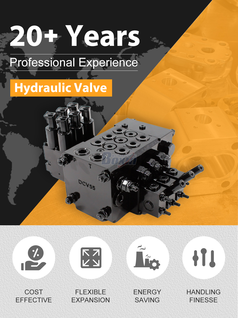 DCV55 Electro-hydraulic 3 Spool Sectional Directional Valve detailed image
