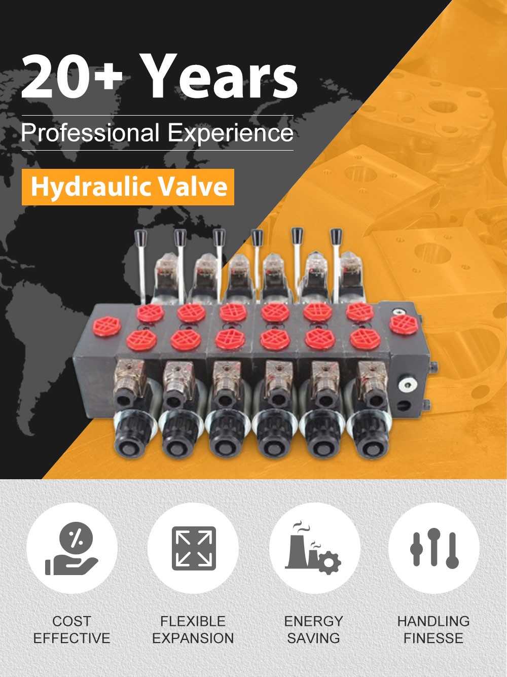 DCV58 Solenoid 6 Spool Sectional Directional Valve detailed image
