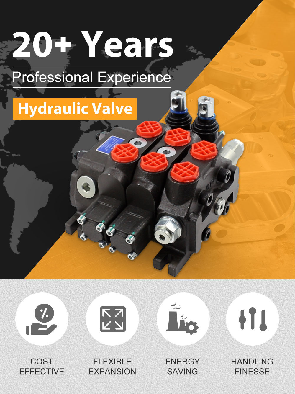 DCV60 Manual 2 Spool Sectional Directional Valve detailed image