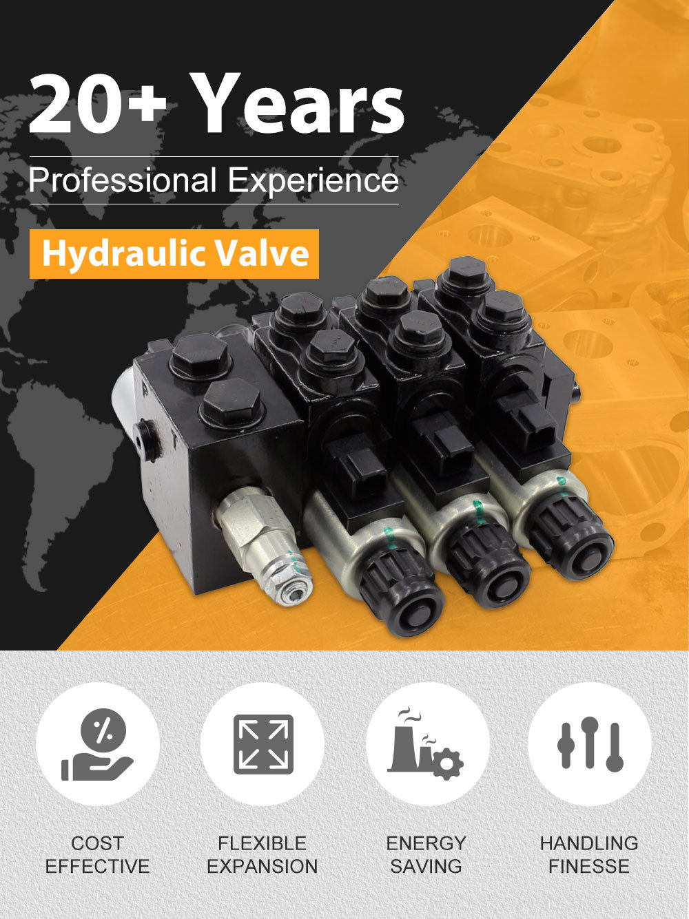 HDCF50 Solenoid 3 Spool Solenoid Control Valve detailed image