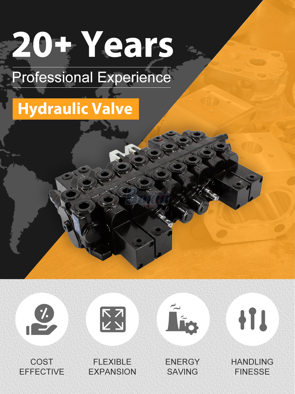 8 Spool Hydraulic Directional Control Valve HSW50 Manual Override detailed image