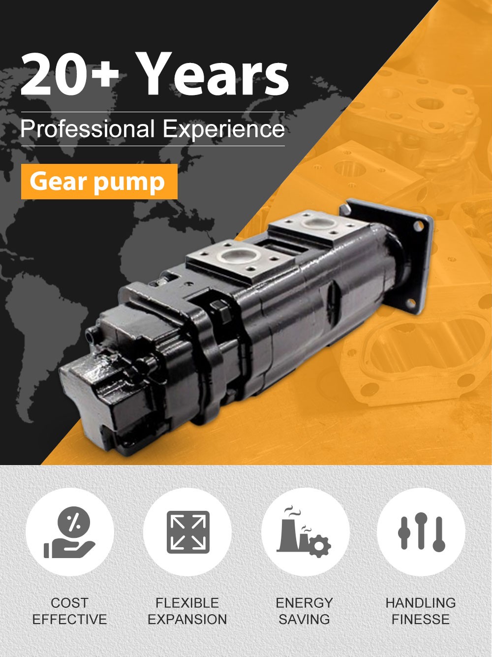JHP2080-2080-1016 80 cc/rev Hydraulic Gear Pump detailed image