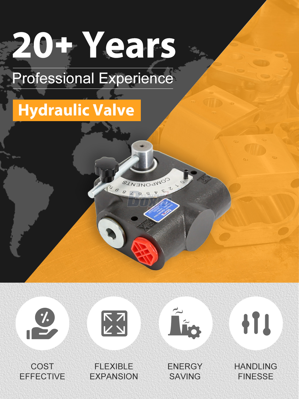 LKF60-WAQF Series Hydraulic Control Valve Single Spool Adjustable Flow detailed image