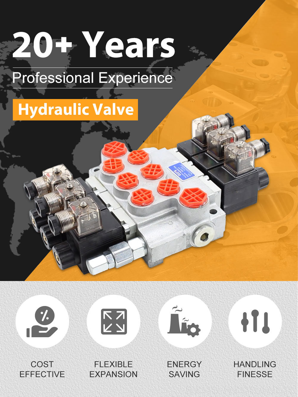 P40-DKL Solenoid 3 Spool Monoblock Directional Valve detailed image