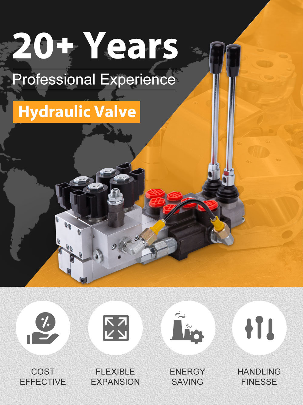 P40 Electro-hydraulic 2 Spool Monoblock Directional Valve detailed image
