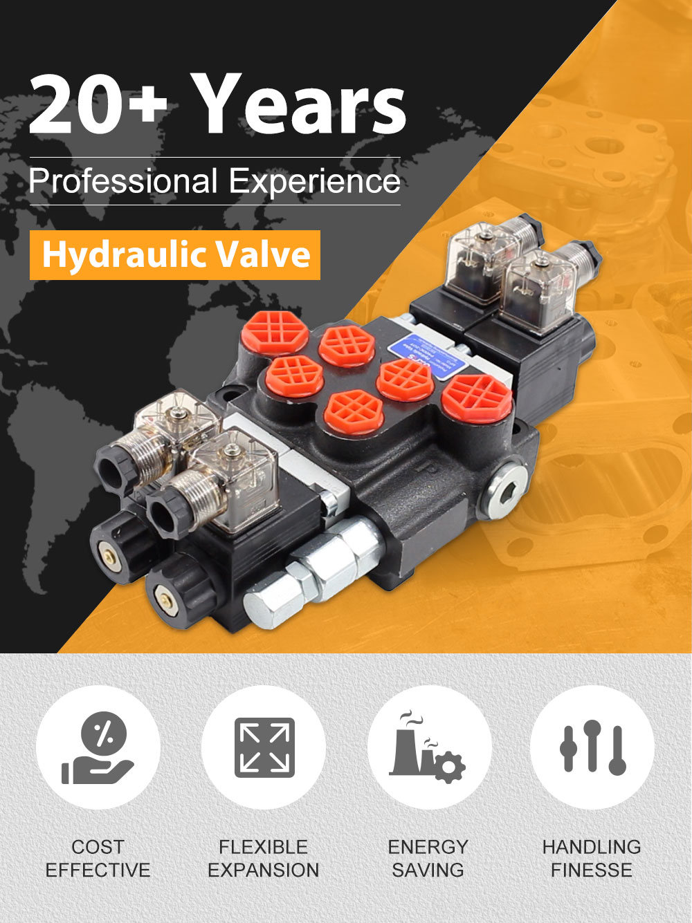 Control Valve For Hydraulic Breaker Hydraulic P40 Solenoid 2 Spool Monoblock Directional Valves detailed image