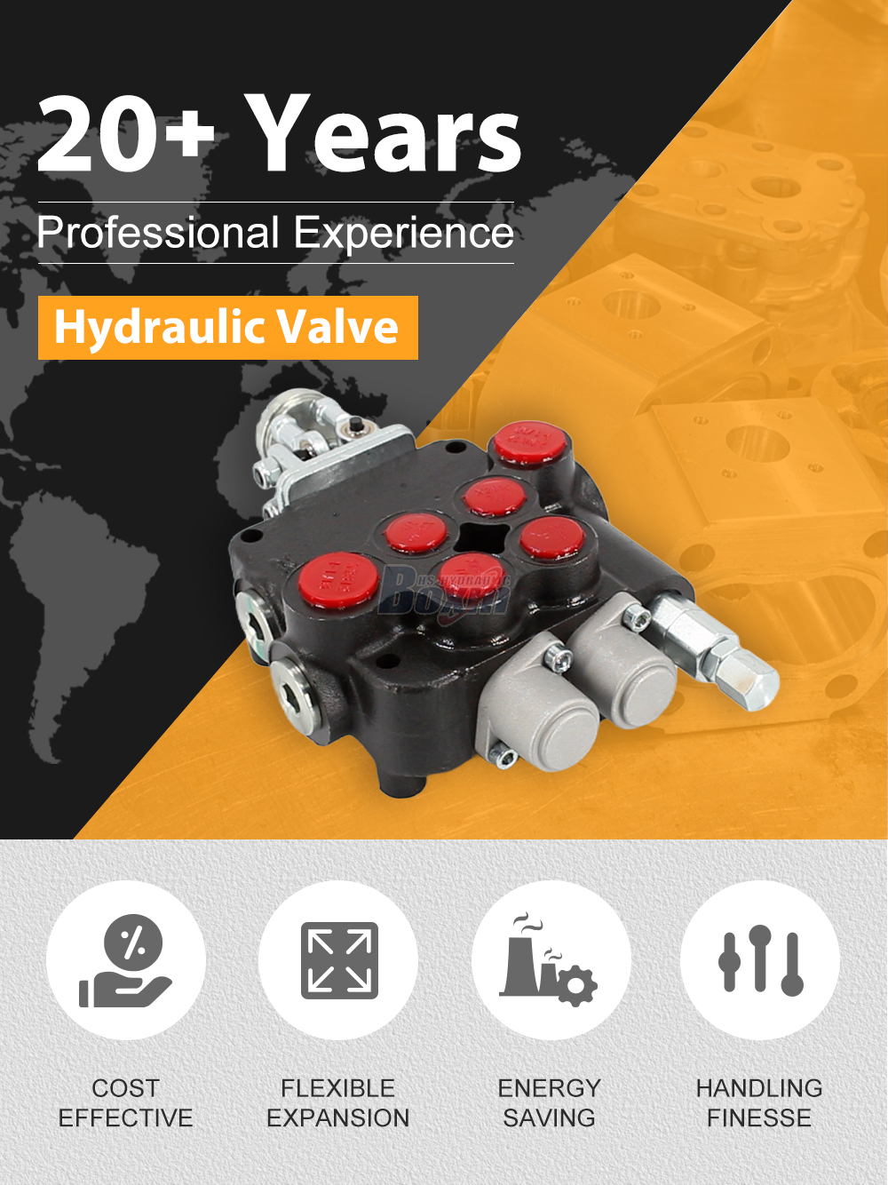 P80-U1-J2OT Joystick 2 Spool Monoblock Directional Valve detailed image