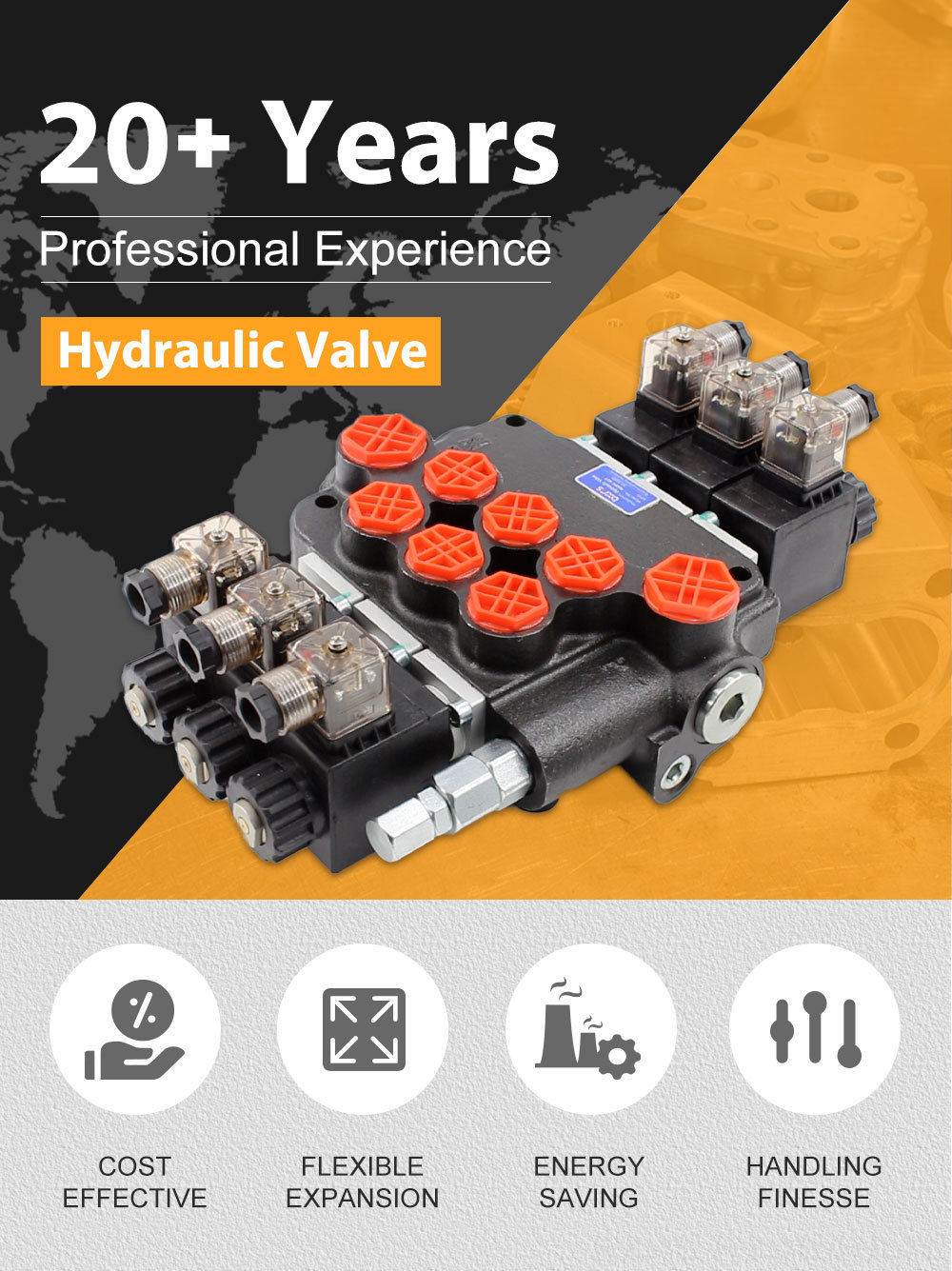 P80 Solenoid 3 Spool Monoblock Directional Valve detailed image