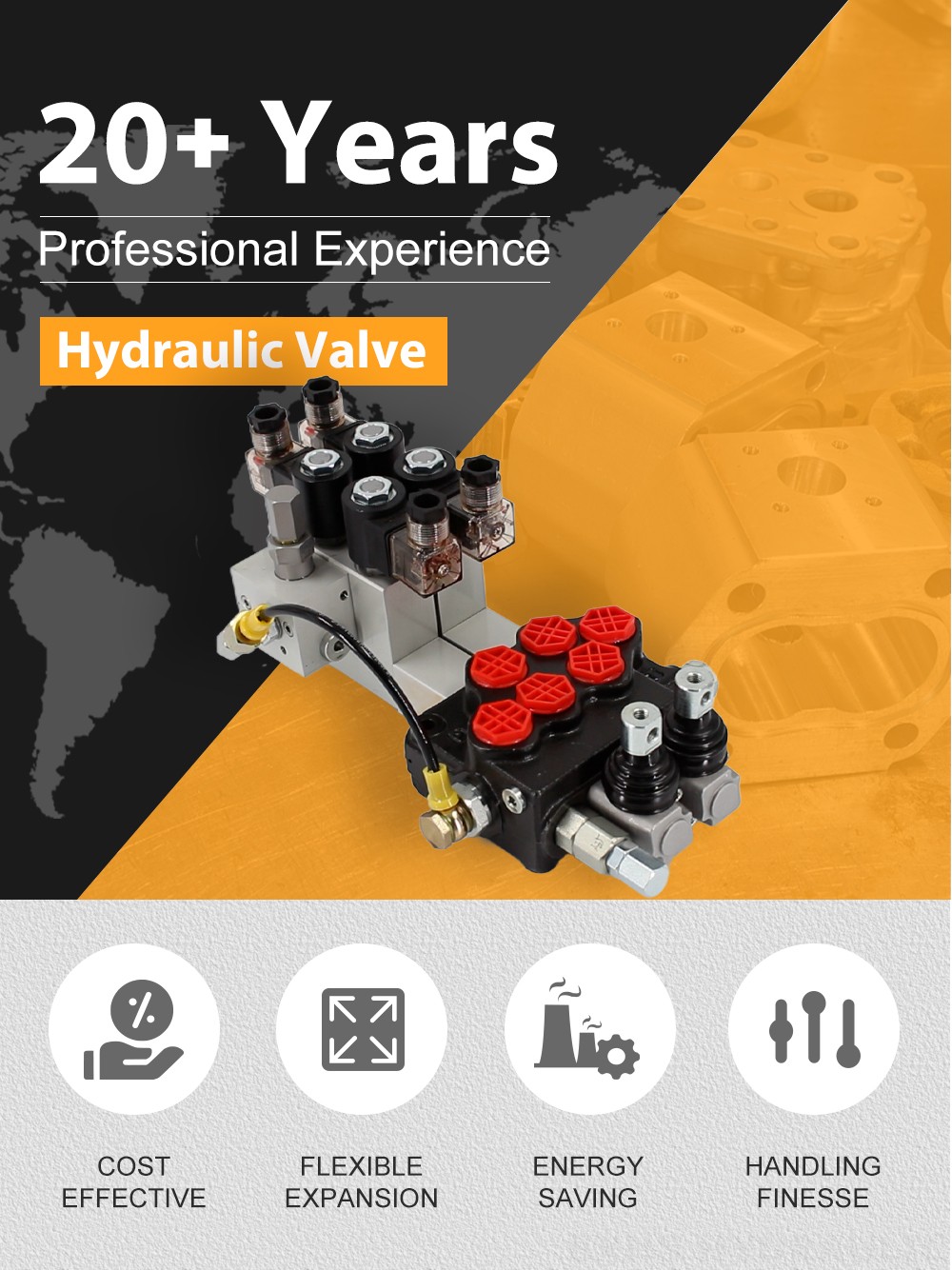 SD5 Electro-hydraulic 2 Spool Monoblock Directional Valve detailed image