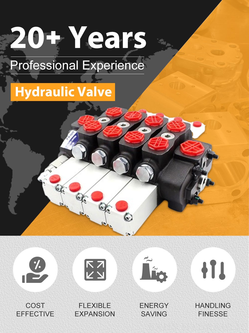 SD8 Hydraulic 4 Spool Sectional Directional Valve detailed image