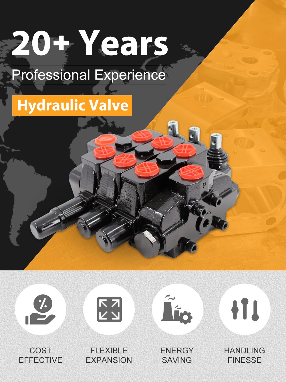 SDS180 Hydraulic and Manual 3 Spool Sectional Directional Valve detailed image